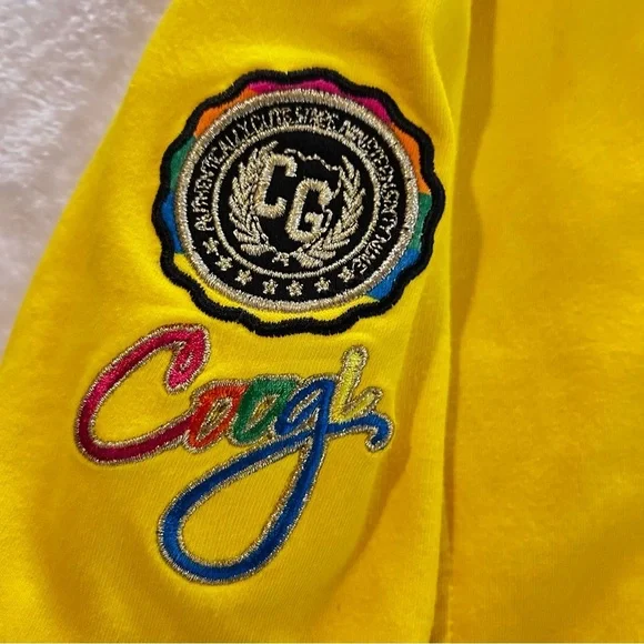 COOGI Girls Yellow Sweatshirt Fitted Zip Hoodie Striped Accents Size 12-14 - Picture 4 of 14